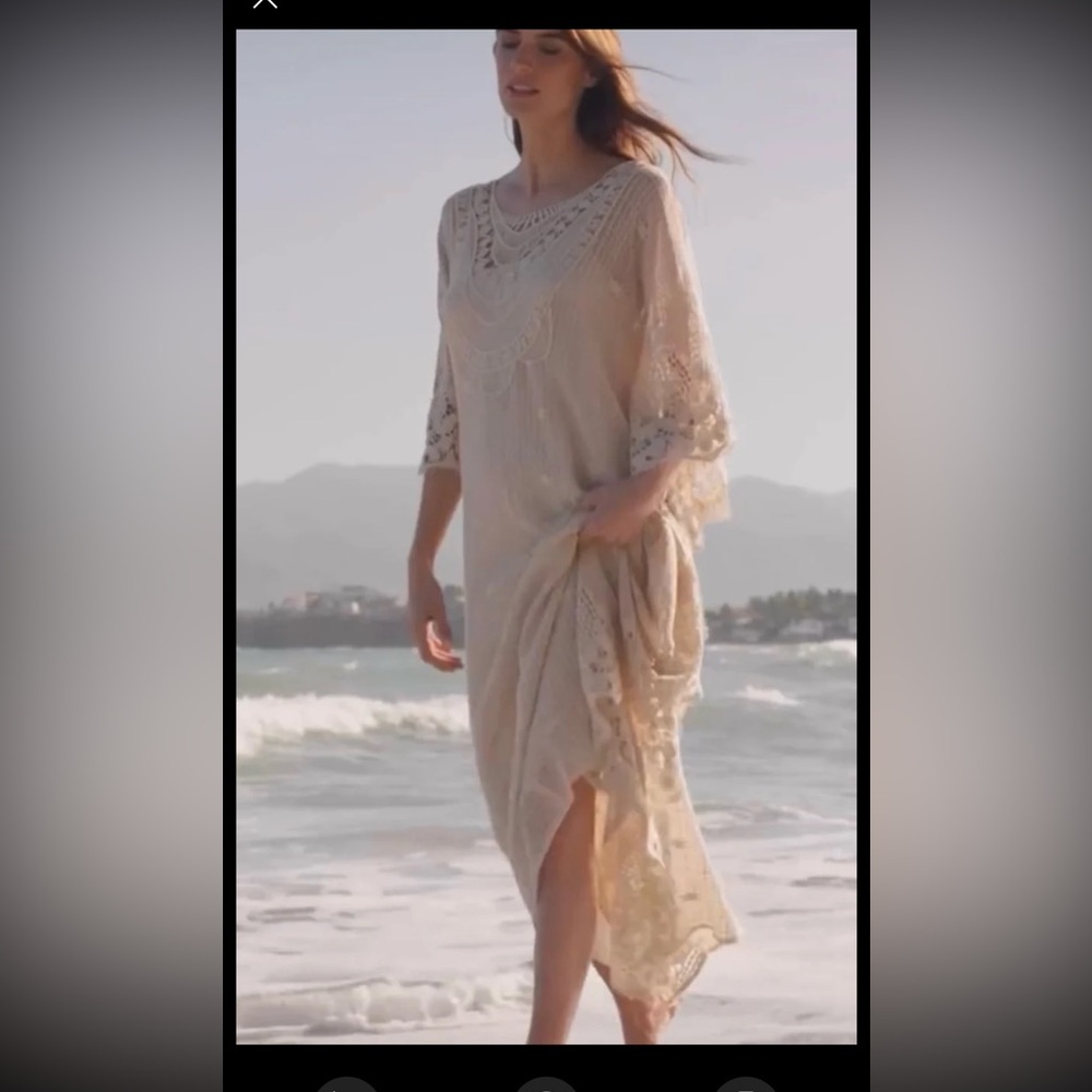 Soft Surroundings Martinique Breeze Caftan in Cream 
size Large/XL - Picture 4 of 12